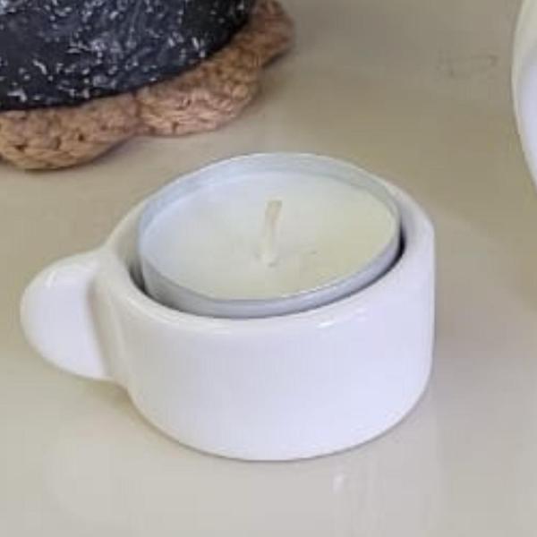 Imagem de Kit 3 Rechaud  Com Panelinha Pra Vela Óleos Essenciais E Wax Melts Bolinha Branco