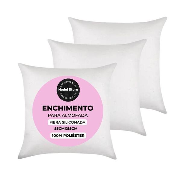 Imagem de Kit 3 Refil Enchimento 55X55 Para Capa Almofada 50Cm Macio