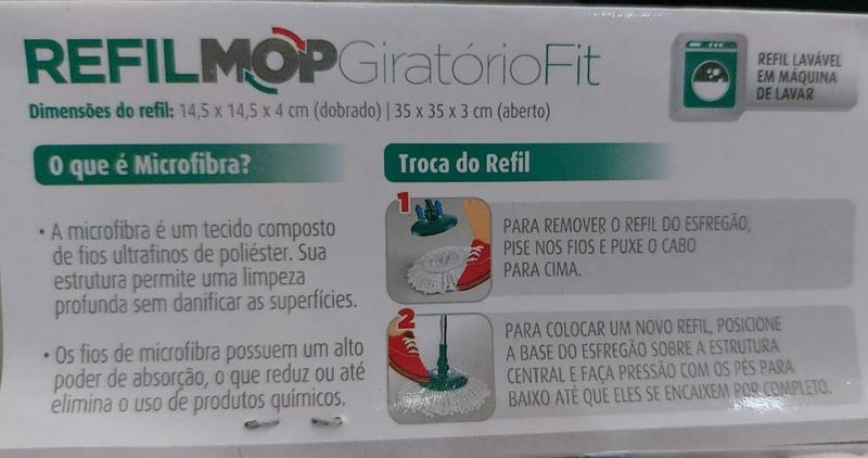 Imagem de Kit 3 Refil Mop Giratorio Fit Esfregão Microfibra Base 14Cm - Flash Limp