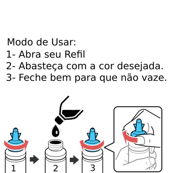 Imagem de Kit 3 Refil Tinta Corante Preto 1L Para 664 504 544 673