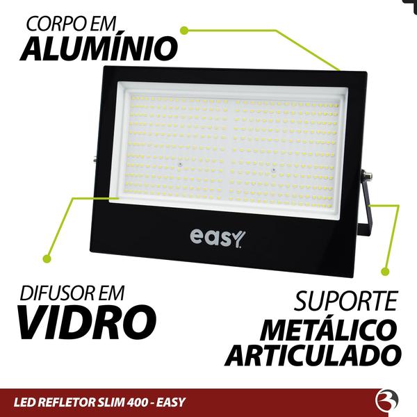 Imagem de  Kit 3 Refletor 400w Led Branco Frio 6500k Holofote Bivolt a Prova D'agua Slim Avant