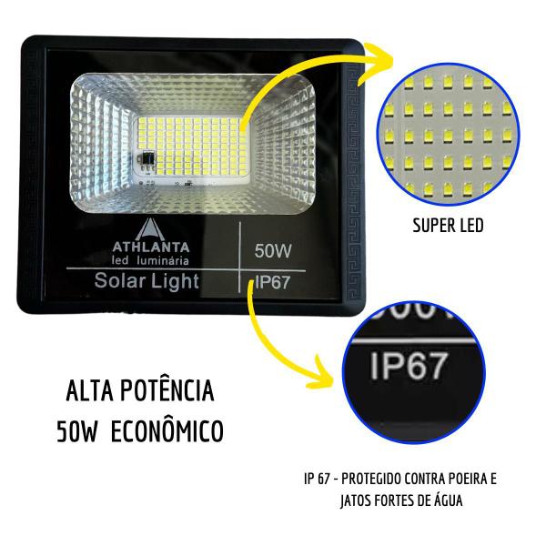 Imagem de Kit 3 Refletor 50W Economia Energia Solar Leds Iluminação Externa 