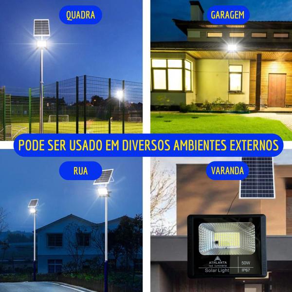 Imagem de Kit 3 Refletor 50W Economia Energia Solar Leds Iluminação Externa 