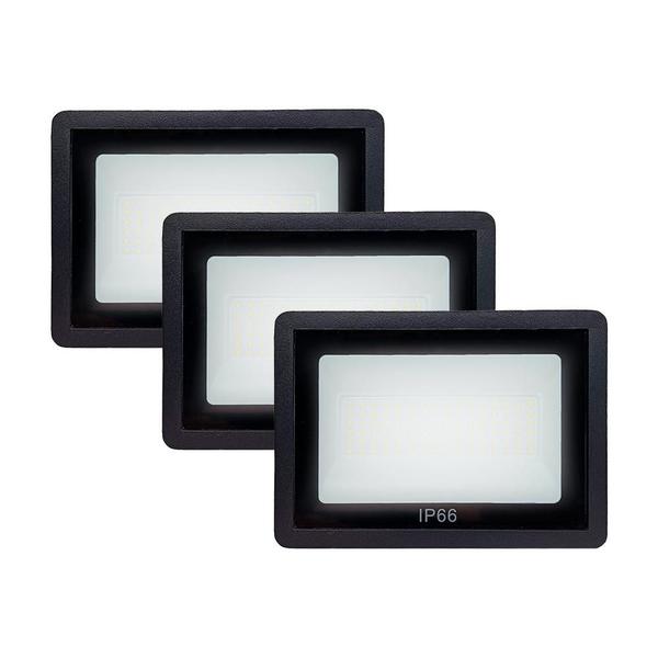 Imagem de Kit 3 Refletor De Led Holofote 500w Ip66 Luz Fria A Prova D Agua Alta Potência Empresa Quintal Grande