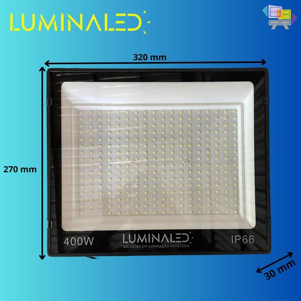 Kit 3 Refletor Holofote 400w Carcaça Preto Ip66 Bivolt Slim Jardim Até 80% Economia de Energia Comercio Branco Frio 6500k - Luminaled Imagem de Kit 3 Refletor Holofote 400w Carcaça Preto Ip66 Bivolt Slim Jardim Até 80% Economia de Energia Comercio Branco Frio 6500k