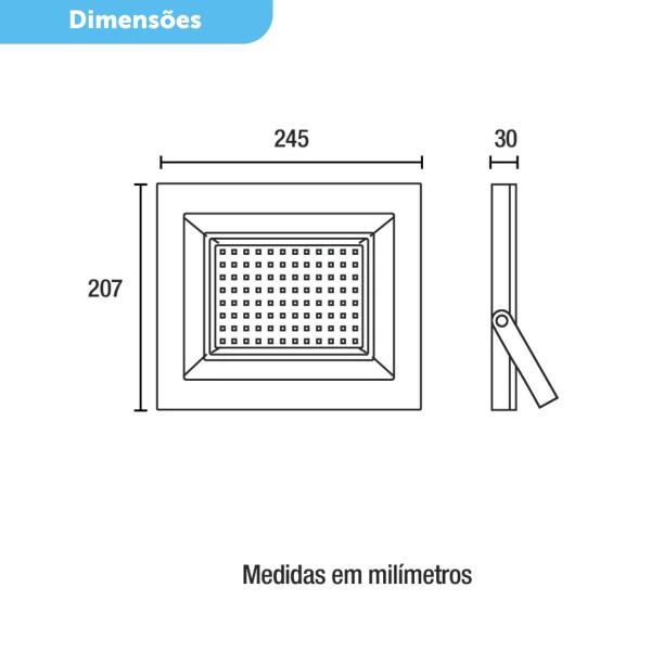 Imagem de Kit 3 Refletor Holofote Led 150w Branco Frio 6500k Ip65 Preto Cor Da Luz Branco-frio 110v/220v