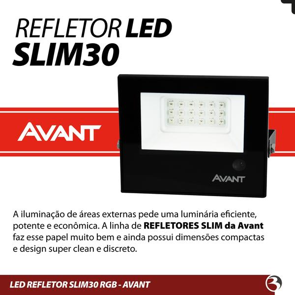 Imagem de Kit 3 Refletor Holofote RGB Led Slim 30w Colorido Bivolt c/ controle Resiste Água Blindado - Avant