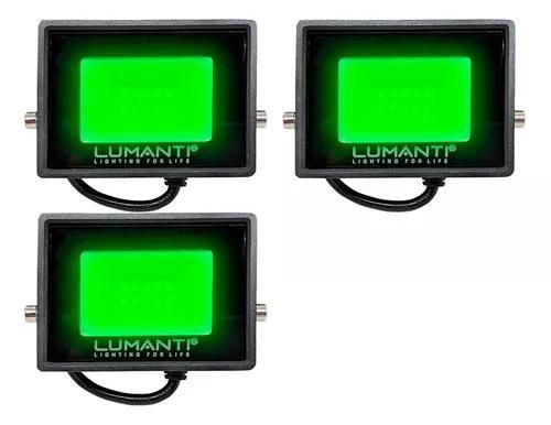 Imagem de Kit 3 Refletor Led 20w SMD Verde IP66 Ideal Para Decoração de Jardim Quintal Chácara Area Externa Bivolt 110/220V