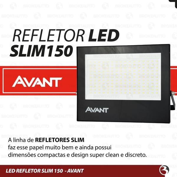 Imagem de kit 3 Refletor Projetor Led 150W Branco Frio 6500k Resistente àgua Holofote Slim150 Avant