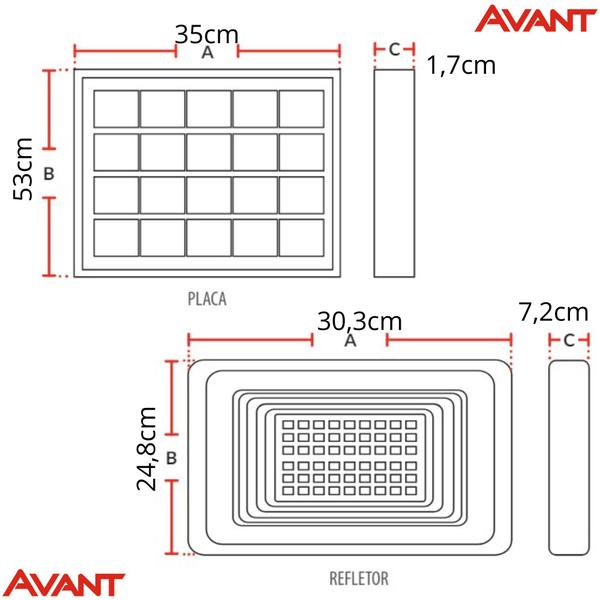 Imagem de Kit 3 Refletores de Led Solares com Sensor de Presença Luz Branca 100w 1800 Lumens Avant