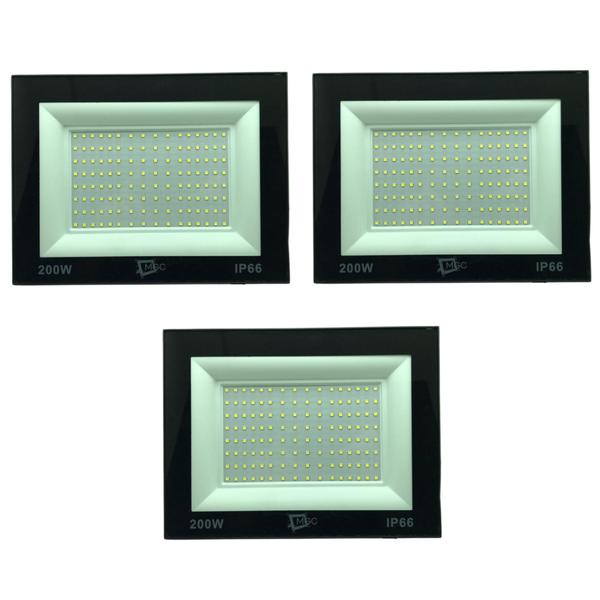 Imagem de Kit 3 Refletores Led 200w Holofote Smd Prova Dágua Ip66 6500