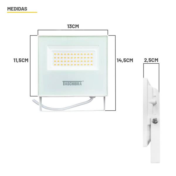 Kit 3 Refletores LED Taschibra TR 50 Slim Branco + Relé Fotocélula Qualitronix QR51 Corujito Imagem de Kit 3 Refletores LED Taschibra TR 50 Slim Branco + Relé Fotocélula Qualitronix QR51 Corujito