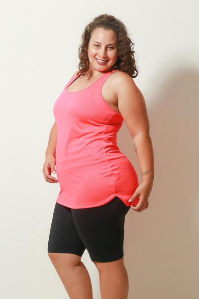 Imagem de Kit 3 Regata Longa Fitness - Dry Furadinho Plus Size - G1 - Preto/Azul/Rosa