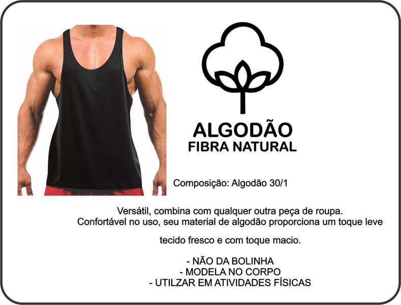 Kit 3 Regatas Cavada Masculina Fitness Academia Algodão - LC REGATAS Imagem de Kit 3 Regatas Cavada Masculina Fitness Academia Algodão