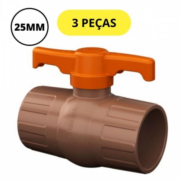 Imagem de Kit 3 registro esfera soldavel agua fria 25mm krona 0541