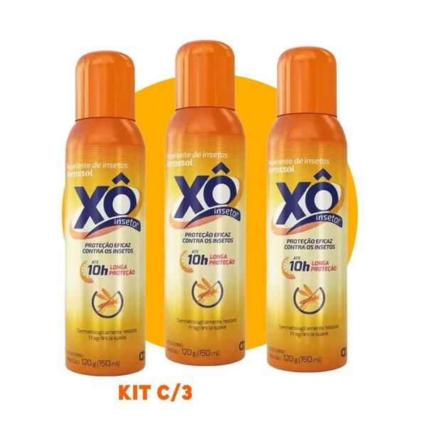 Imagem de Kit 3 Repelentes Xô Inseto Aerossol 10h Longa Proteção 150ml