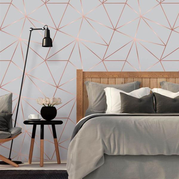 Imagem de Kit 3 Rolos Papel de Parede Zara Rose Gold