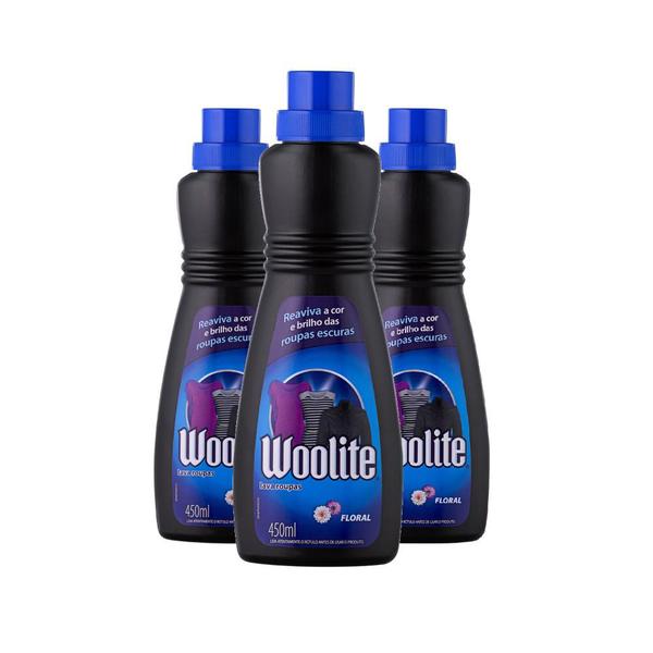 Imagem de Kit 3 Sabão líquido Woolite Roupas Escuras Floral 450ml