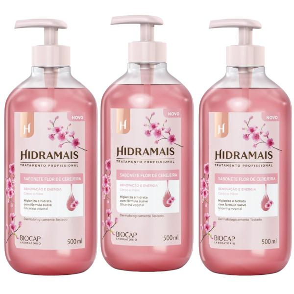 Imagem de kIT 3 Sabonete Gel Flor de Cerejeira Renovação e Energia 500 ml Hidramais