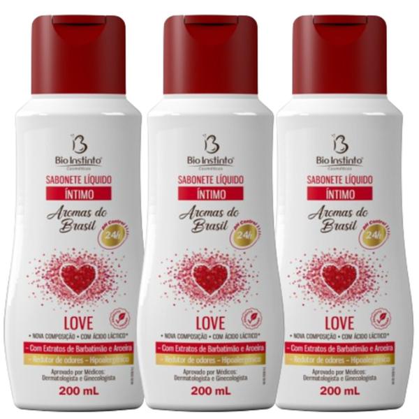 Imagem de Kit 3 Sabonete Líquido Íntimo Love 200Ml - Bio Instinto