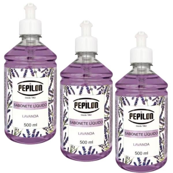 Imagem de Kit 3 Sabonete Líquido Lavanda Corpo e Mãos 500Ml - Pepilon