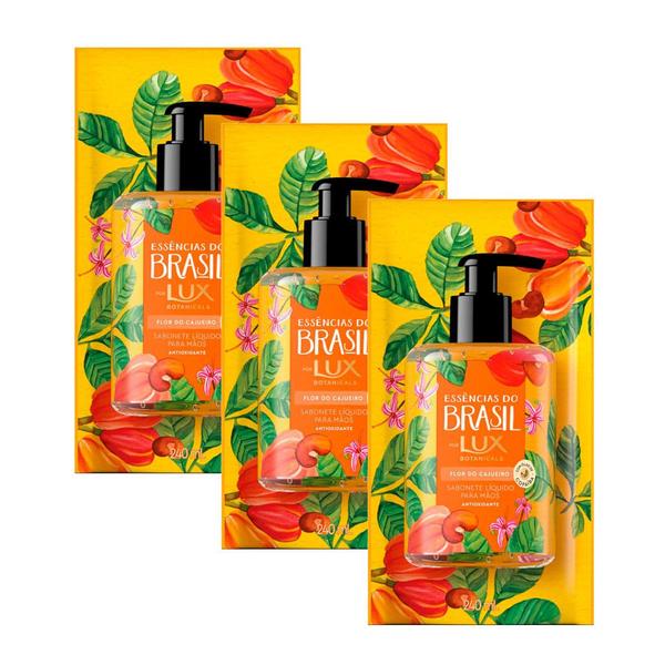 Imagem de Kit 3 Sabonete Líquido para Mãos Lux Essências do Brasil Flor Cajueiro Refil 240ml