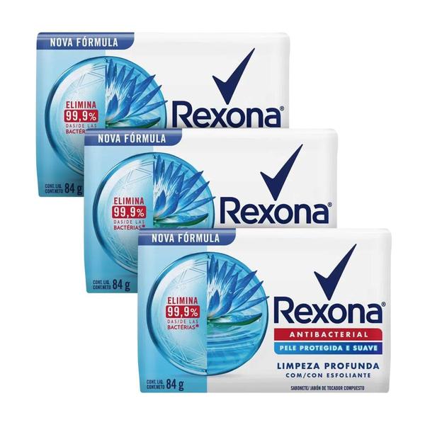 Imagem de Kit 3 Sabonete Rexona Antibacterial Limpeza Profunda 84g