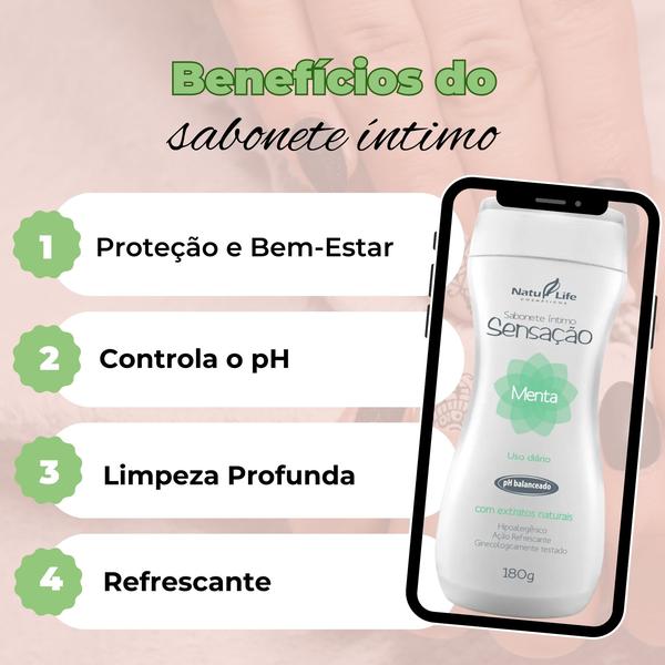 Imagem de Kit 3 Sabonetes Íntimo Líquido Sensação Fragrâncias: Aroeira, Morango e Menta