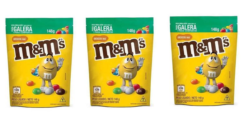 Imagem de Kit 3 Sachês Chocolate Ao Leite Com Amendoim M&M'S 148G Mars