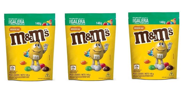 Imagem de Kit 3 Sachês M&M'S Chocolate Ao Leite Com Amendoim 148G Mars