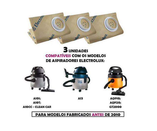 Imagem de Kit 3 sacos asp electrolux a10s, a10t, a10, gt2000 cse09
