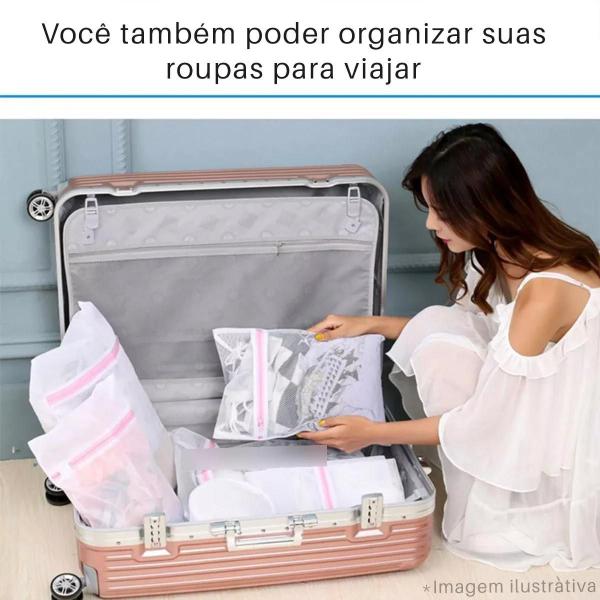 Imagem de Kit 3 Sacos Lava Roupa Delicada Lingerie Zíper Tamanho P M G