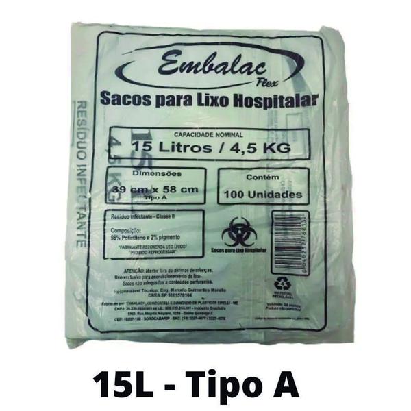 Imagem de Kit 3 Sacos Lixo Hospitalar Infectante 15L C/100 Embalac