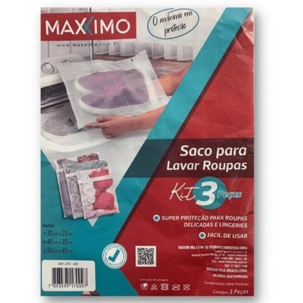 Imagem de Kit 3 Sacos para Lavar Roupas Íntimas Delicadas com Zíper