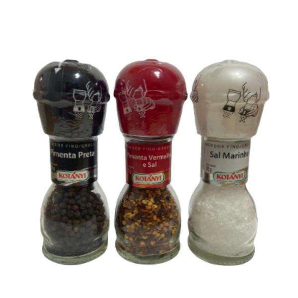 Kit 3 Sal E Pimenta Gourmet Com Moedor Grosso Fino Especial - Basike Imagem de Kit 3 Sal E Pimenta Gourmet Com Moedor Grosso Fino Especial