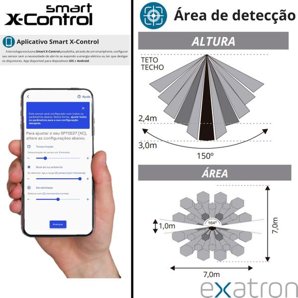 Imagem de Kit 3 Sensor Presença Fotocelula Soquete E27 Smart X-Control