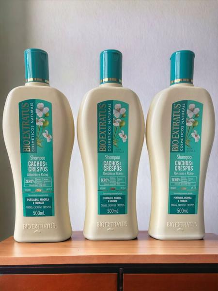 Imagem de Kit 3 Shampoo Cachos Crespos Limpeza suave 500 ml Bio Extratus