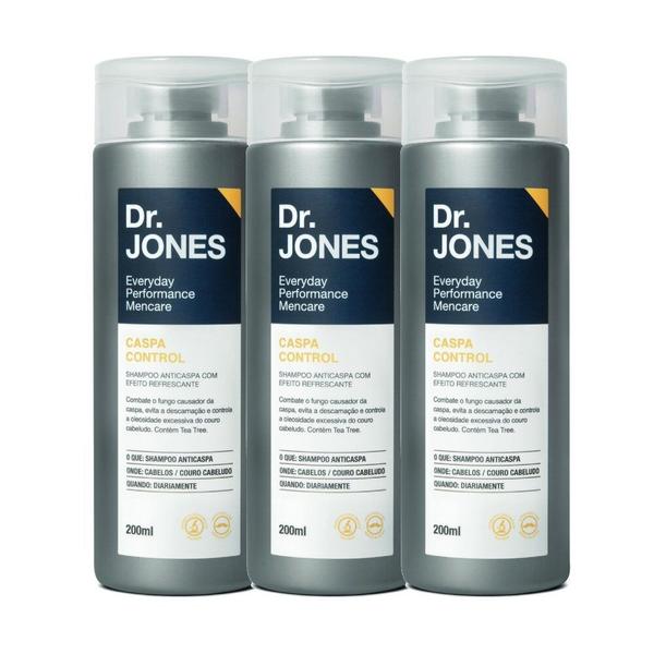 Imagem de Kit 3 Shampoo Masculino Anti Caspa Control Mencare 200ml Dr Jones