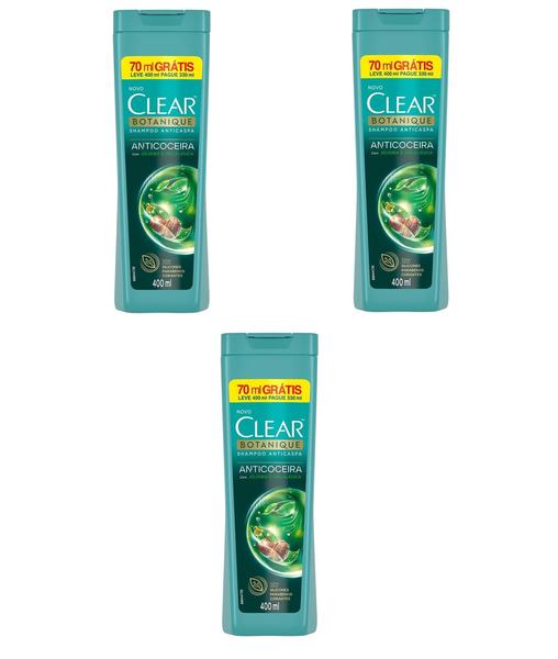 Imagem de Kit 3 Shampoos Anticoceira Clear Botanique 200ml - Unilever