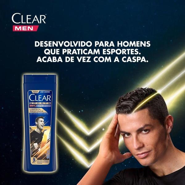 Imagem de Kit 3 Shampoos Clear Men Limpeza Profunda 400ml - Unilever