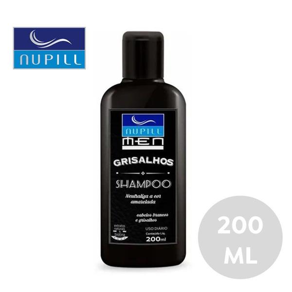 Imagem de Kit 3 Shampoos Masculino Cabelos Brancos e Grisalhos Nautraliza cor Amarelada Nupill 200ml