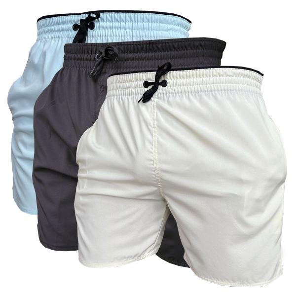 Kit 3 Short de Elastano Dry fit Bermuda de Praia Piscina e Academia - RM Fabrica Kit 3 Short de Elastano Dry fit Bermuda de Praia Piscina e Academia - RM Fabrica
