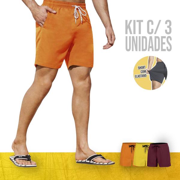 Imagem de KIT 3 Shorts Bermudas Academia Treino Corrido Masculina TACTEL ELASTANO 714