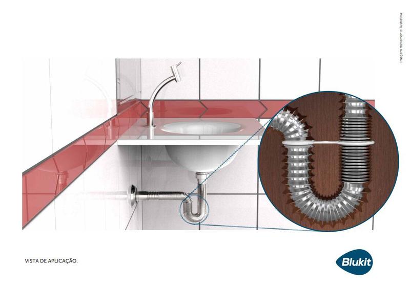 Imagem de Kit 3 sifao extensivo flexivel universal lavatorio pia cromado blukit