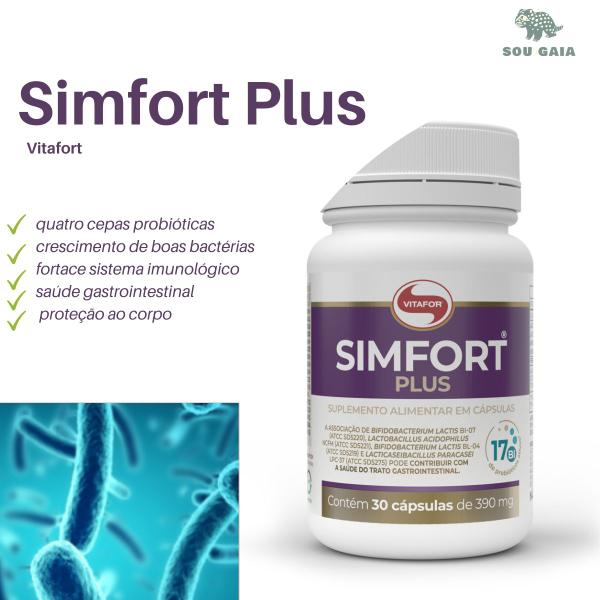 Imagem de Kit 3 Simfort Plus Probiótico Alta Concentração Vitafor 60 Caps