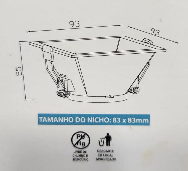 Imagem de Kit 3 Spot Conico Sem Borda Quadrado Branco Para Lampáda MR16 Galaxy