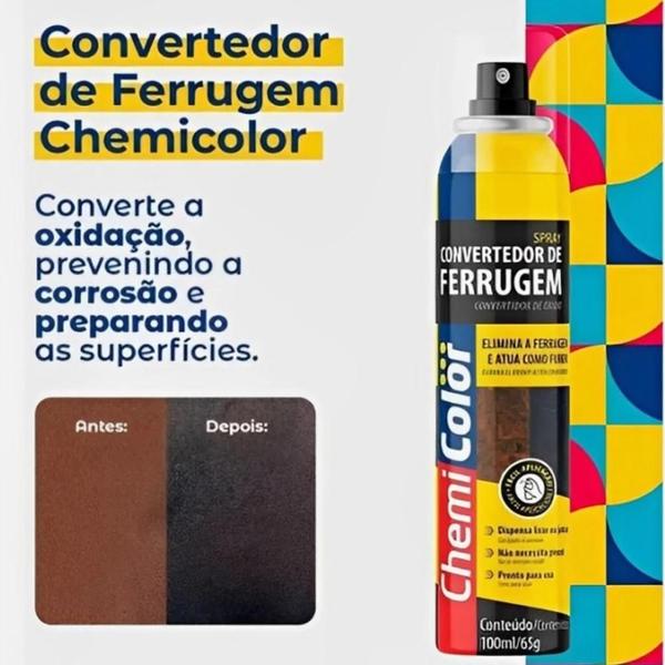 Imagem de Kit 3  Spray Convertedor De Ferrugem Chemicolor 100ml