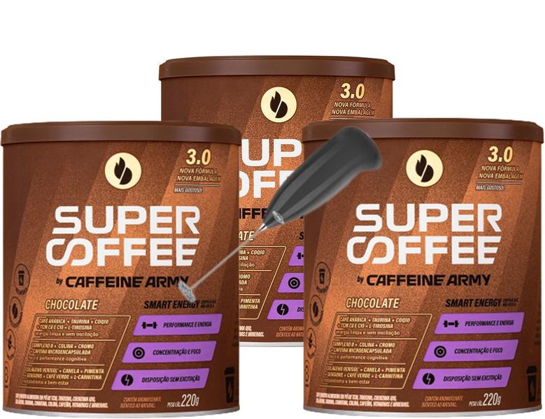 Imagem de KIT 3 Super Coffe 3.0 - Chocolate 220g + Mini Mixer