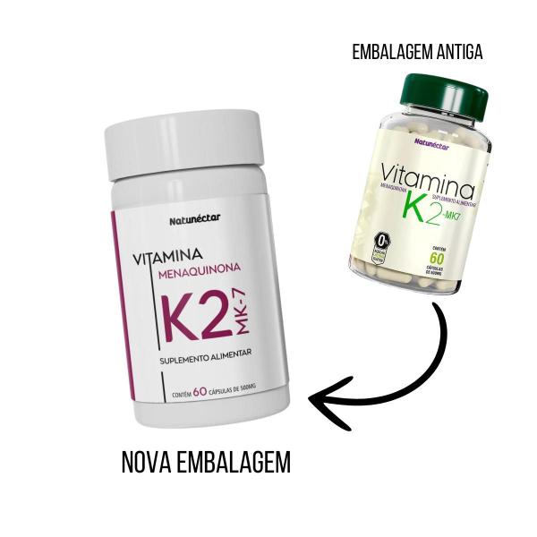 Imagem de Kit 3 Suplemento Alimentar Vitamina K2 - MK7 Potássio 180 Cápsulas  Natunéctar