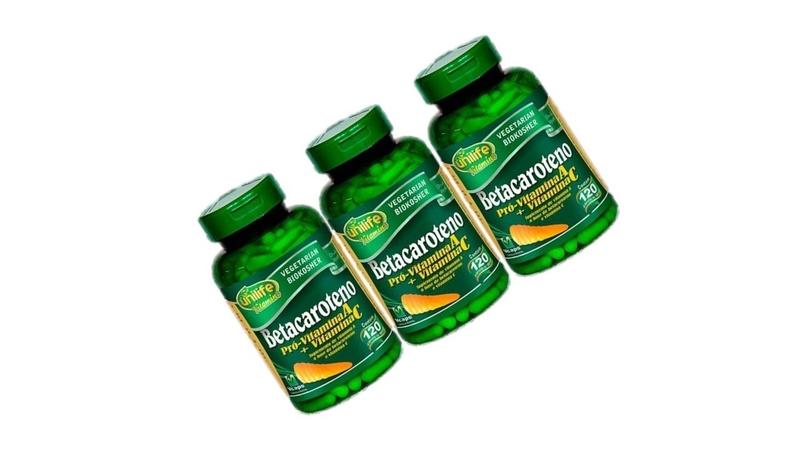 Imagem de Kit 3 Suplemento Betacaroteno Com 60 Capsulas 500Mg - Unilife